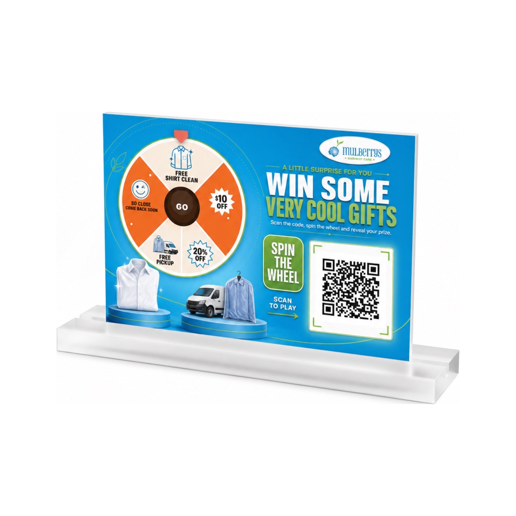 Table tent on a service counter