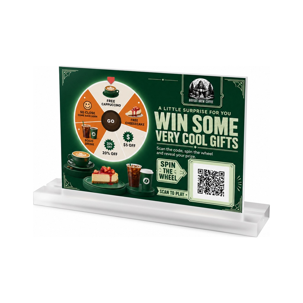 Table tent on a coffee bar